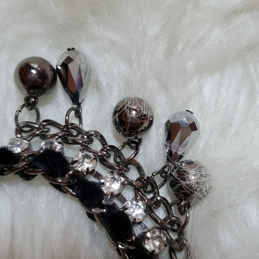 Boutique silver black with bling necklace